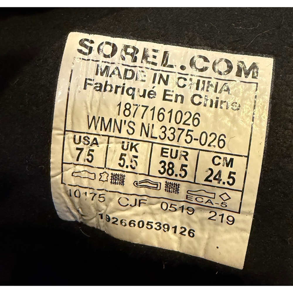 Sorel Joan of‎ Arctic Wedge II Quilted Boots Grey Black Women's 7.5 - Picture 3 of 8
